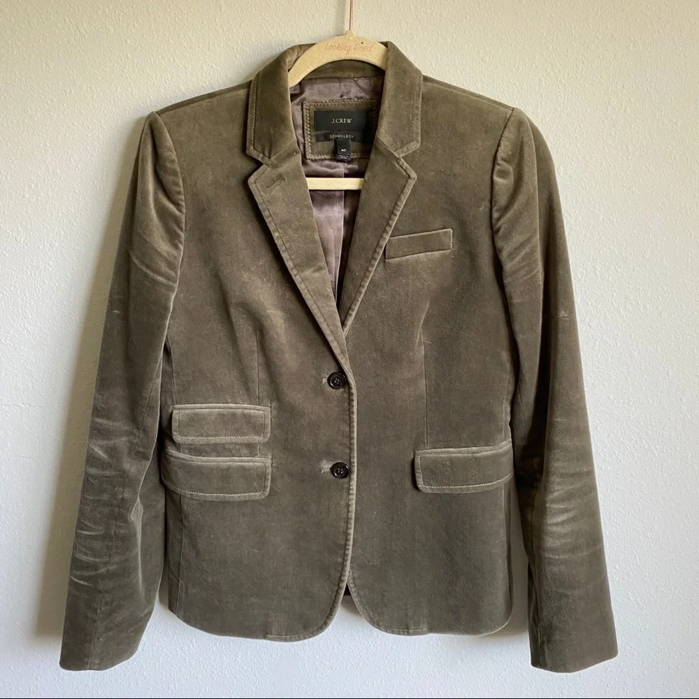 J. Crew Olive Green Velvet Blazer